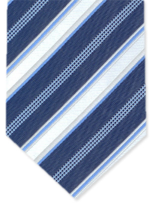 Gravata Coordinati marinho com listras nas cores azul e prata.