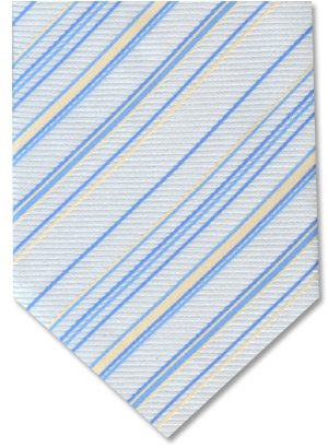 Gravata Coordinati prata listrada nas cores azul e amarelo.
