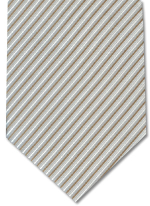 Gravata Coordinati listrada nas cores prata, branco e marrom.