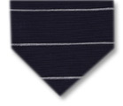 Gravata Cravatterie Internazionali azul marinho com listras prata.