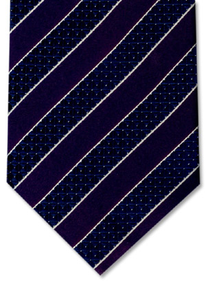 Gravata Cravatterie Internazionali marinho e roxo com detalhes prata.