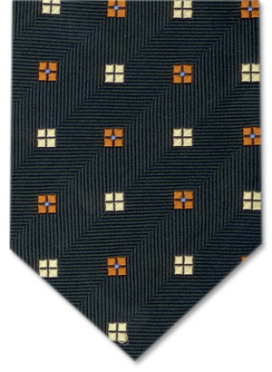 Gravata Cravatterie Internazionali trabalhada na cor verde com detalhes laranja e amarelo.