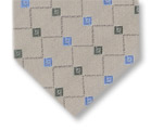 Gravata Cravatterie Internazionali cinza com detalhes nas cores verde e azul.